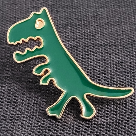 Derpy Green Dinosaur Enamel Pin - Picture 10 of 10